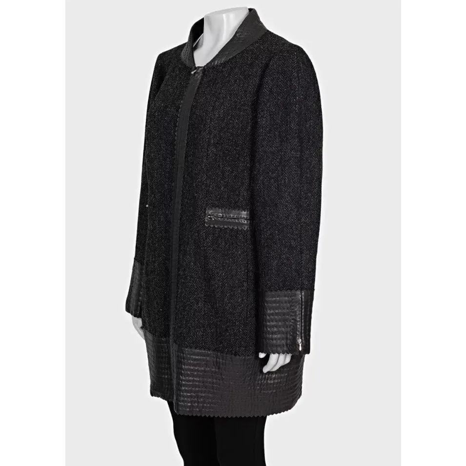 Chanel NWOT Chanel Black Straight Silver Hardware Coat Sz.XL Pre-owned Black Never worn - Back View