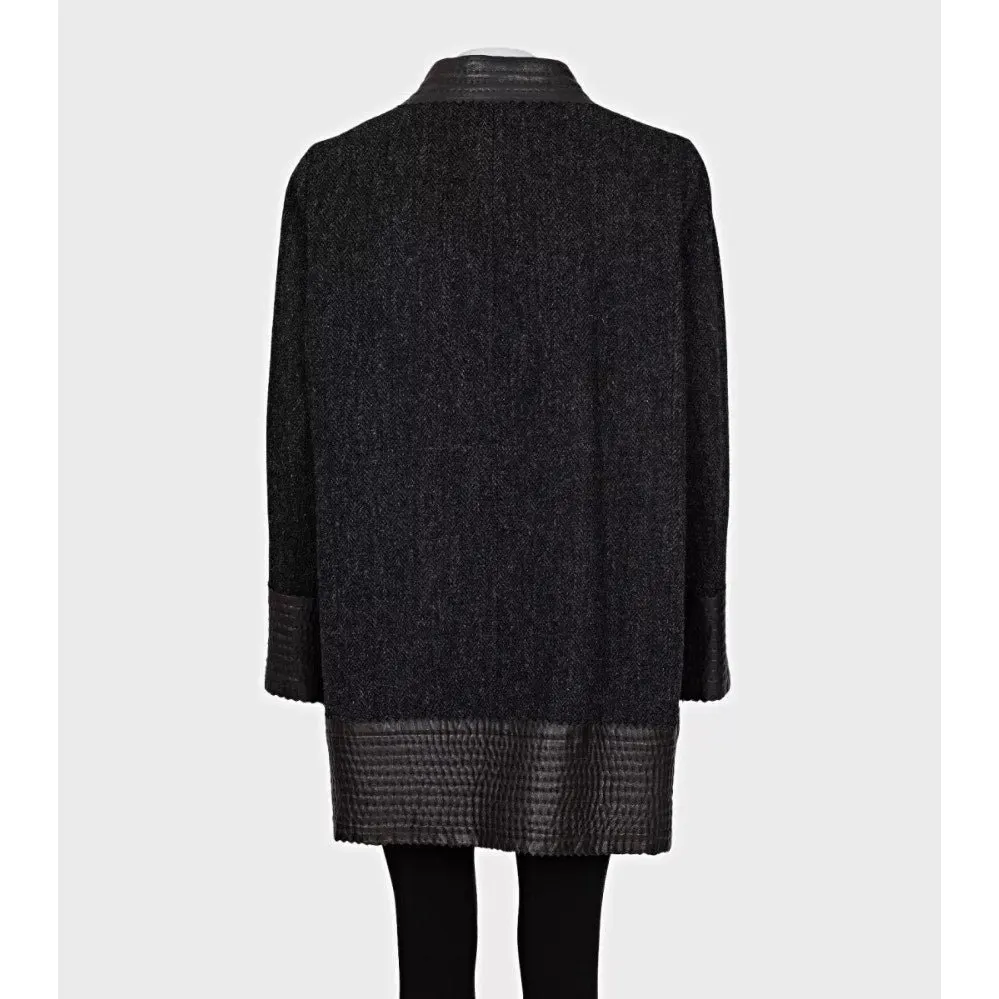 Chanel NWOT Chanel Black Straight Silver Hardware Coat Sz.XL Pre-owned Black Never worn - Inside View