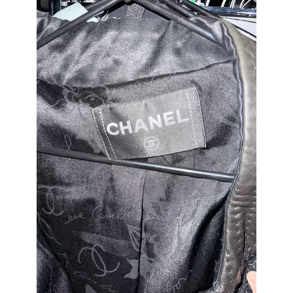Chanel NWOT Chanel Black Straight Silver Hardware Coat Sz.XL Pre-owned Black Never worn - Box View