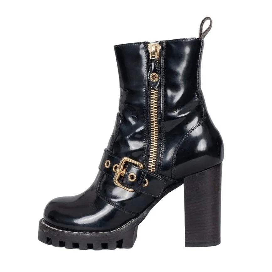 Louis Vuitton Star Trail Black Leather Ankle Boots Sz.37 Pre-owned Black Leather Good - Front View