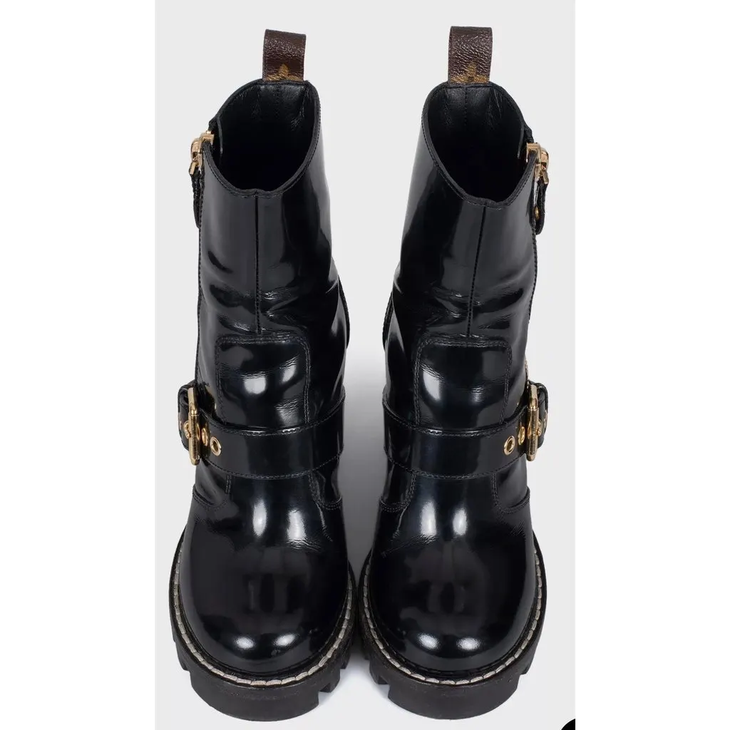 Louis Vuitton Star Trail Black Leather Ankle Boots Sz.37 Pre-owned Black Leather Good - Back View
