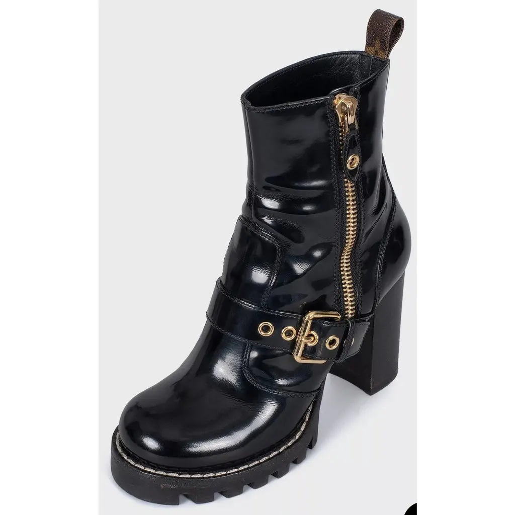 Louis Vuitton Star Trail Black Leather Ankle Boots Sz.37 Pre-owned Black Leather Good - Inside View