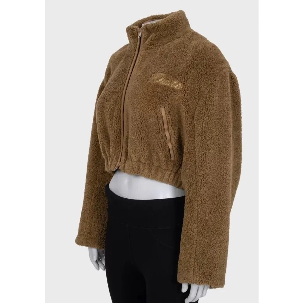Khaite Brown Fitted Bomber Jacket Sz. M Pre-owned Brown Polyester Good - Back View