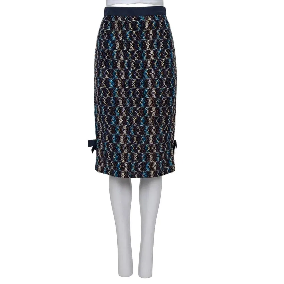 Louis Vuitton Blue Wool Midi Skirt Sz.36 Pre-owned Blue Wool Good - Front View