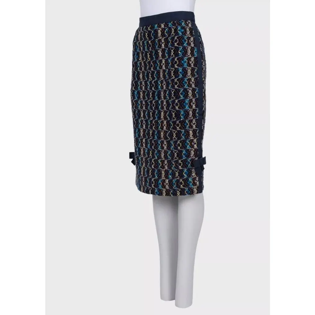 Louis Vuitton Blue Wool Midi Skirt Sz.36 Pre-owned Blue Wool Good - Back View