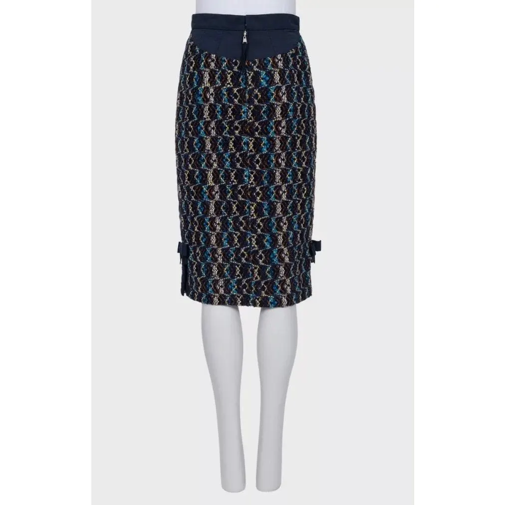 Louis Vuitton Blue Wool Midi Skirt Sz.36 Pre-owned Blue Wool Good - Inside View