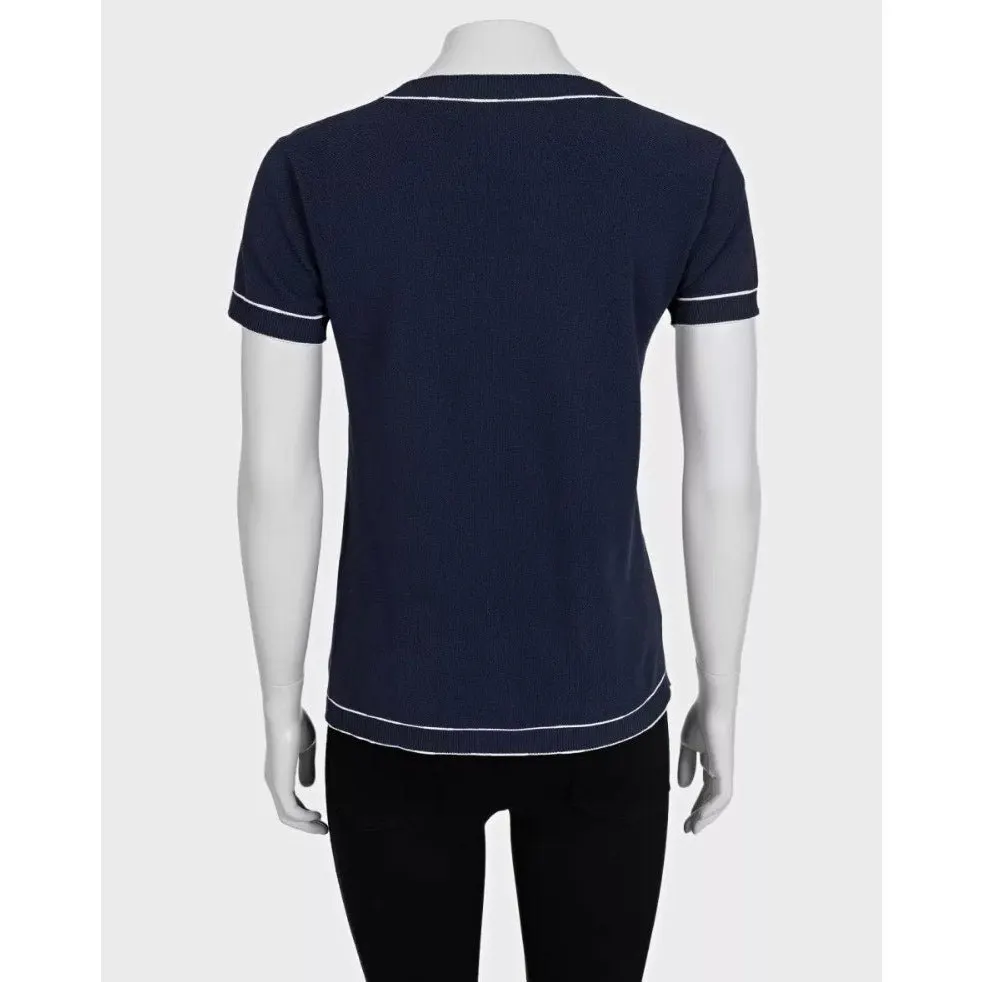 Chanel Blue Cotton T-Shirt Sz.38 Pre-owned Blue Cotton Good - Inside View