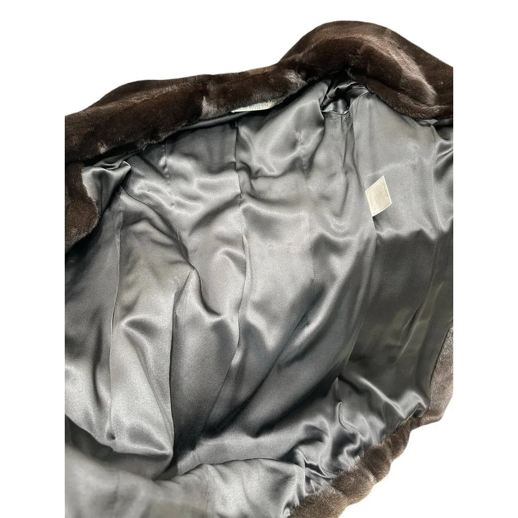Unsigned Christian Dior Vintage Mink Fur Coat Sz.38 Pre-owned Brown Leather Good - Box View