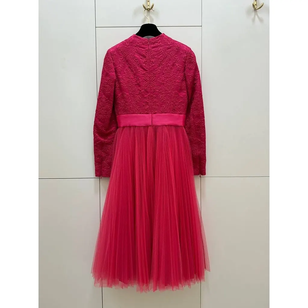 Unsigned Christian Dior FW12 Fuchsia Pink Tulle Dress Sz.38 Pre-owned Pink Satin Good - Model View