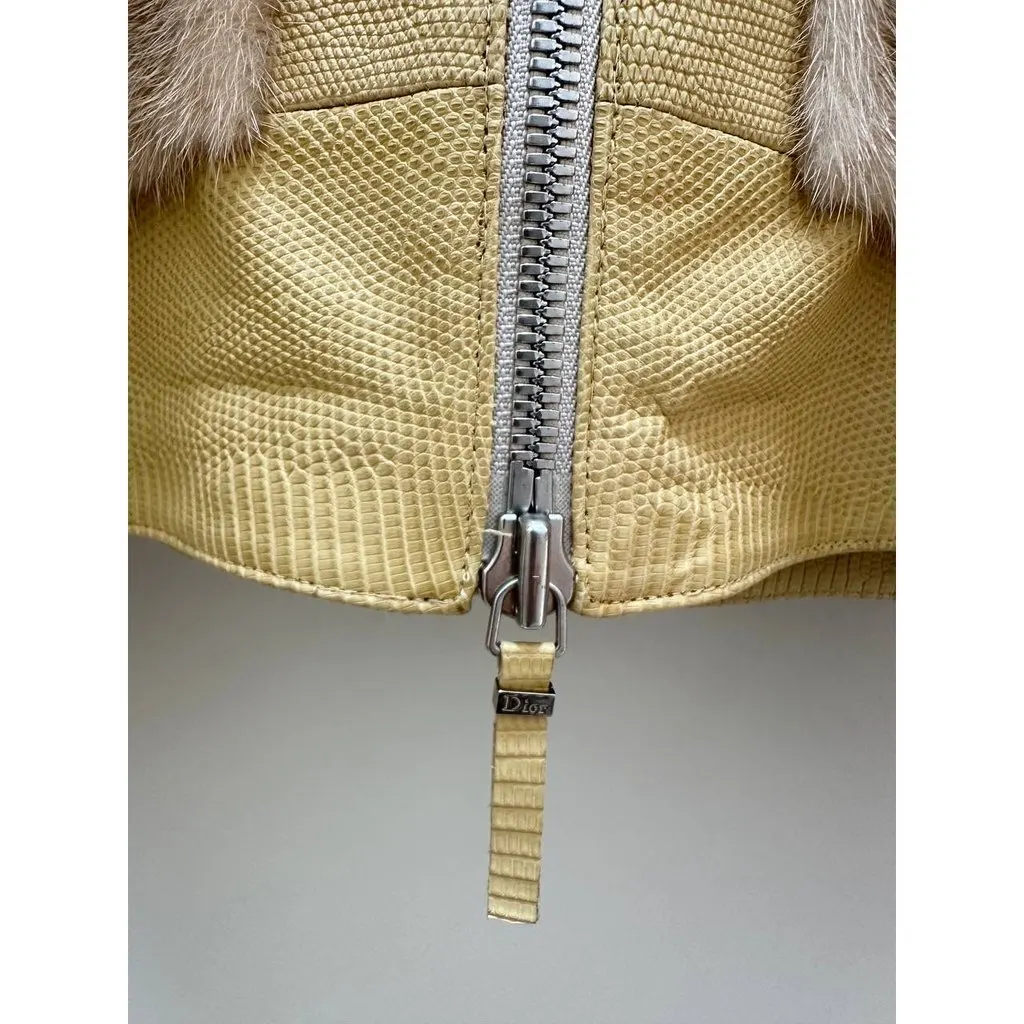 Dior Christian Jacket with Oversized Hood Sz.40 Pre-owned Beige Silk Good - Back View