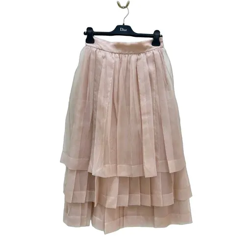 Dior Blush Pink Pleated Silk Skirt Sz.40 Pre-owned