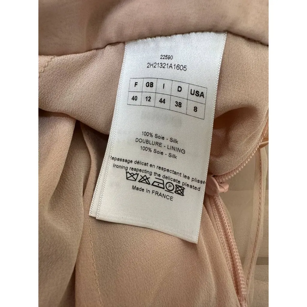 Dior Blush Pink Pleated Silk Skirt Sz.40 Pre-owned Pink Silk Good - Box View