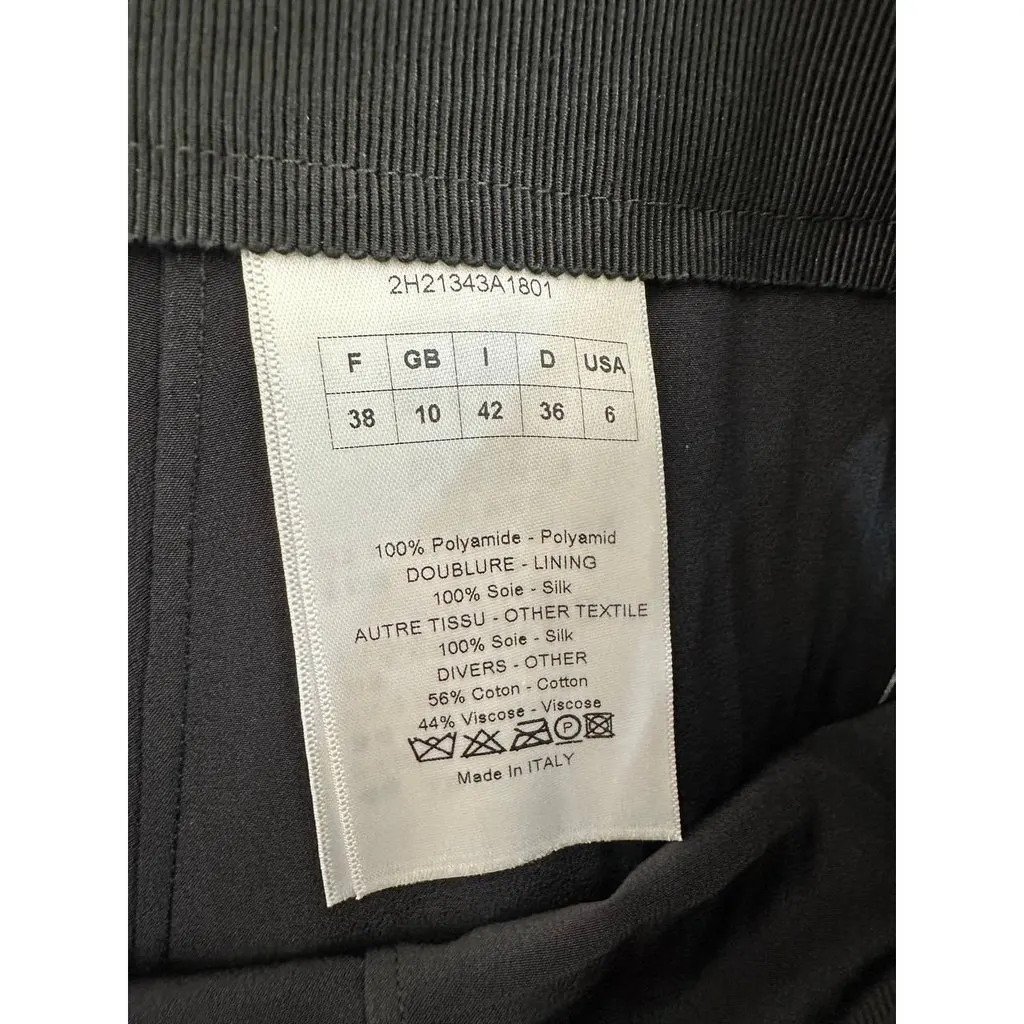 Unsigned Christian Dior Black Pleated Midi Skirt Sz.38 Pre-owned Black Satin Good - Model View