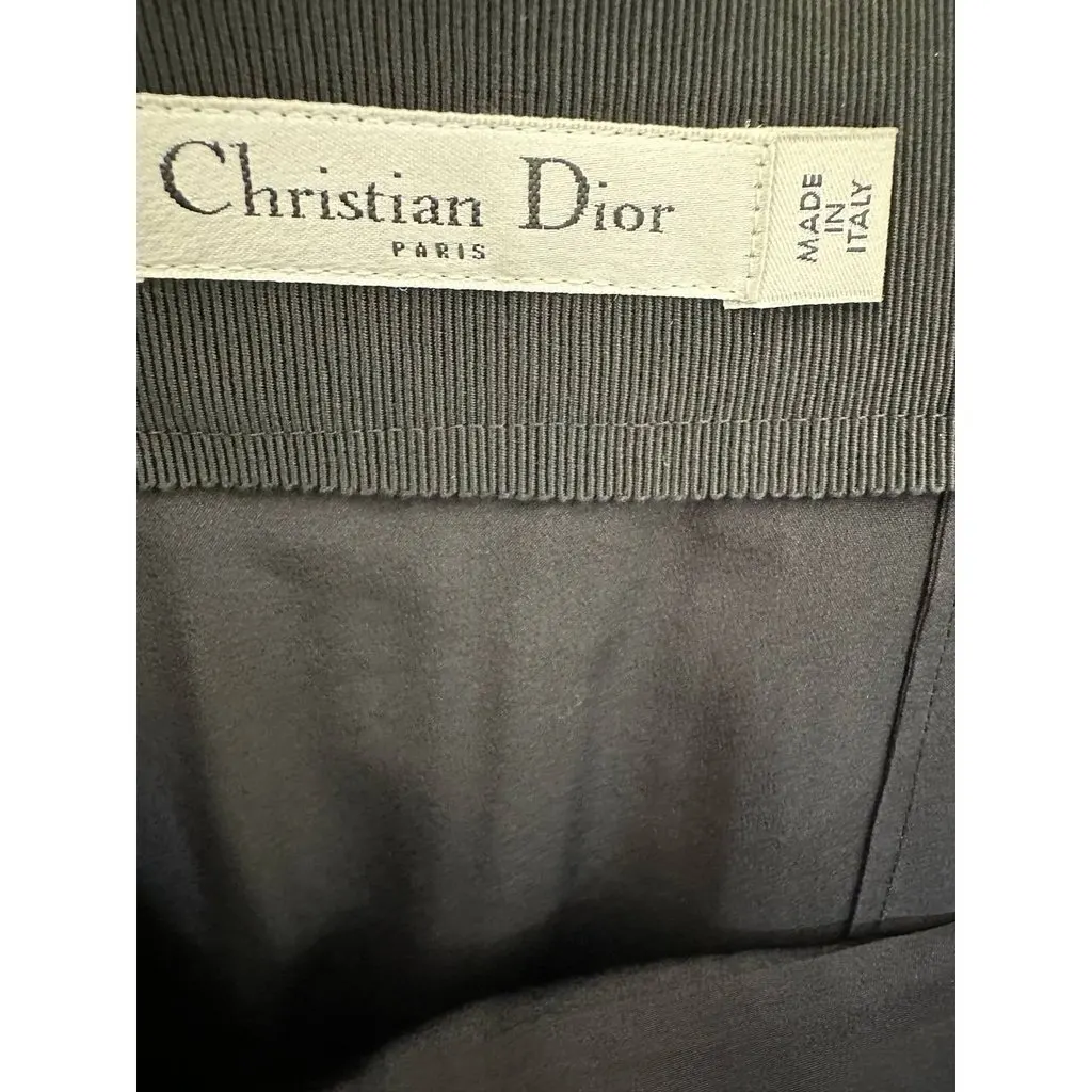 Unsigned Christian Dior Black Pleated Midi Skirt Sz.38 Pre-owned Black Satin Good - Box View