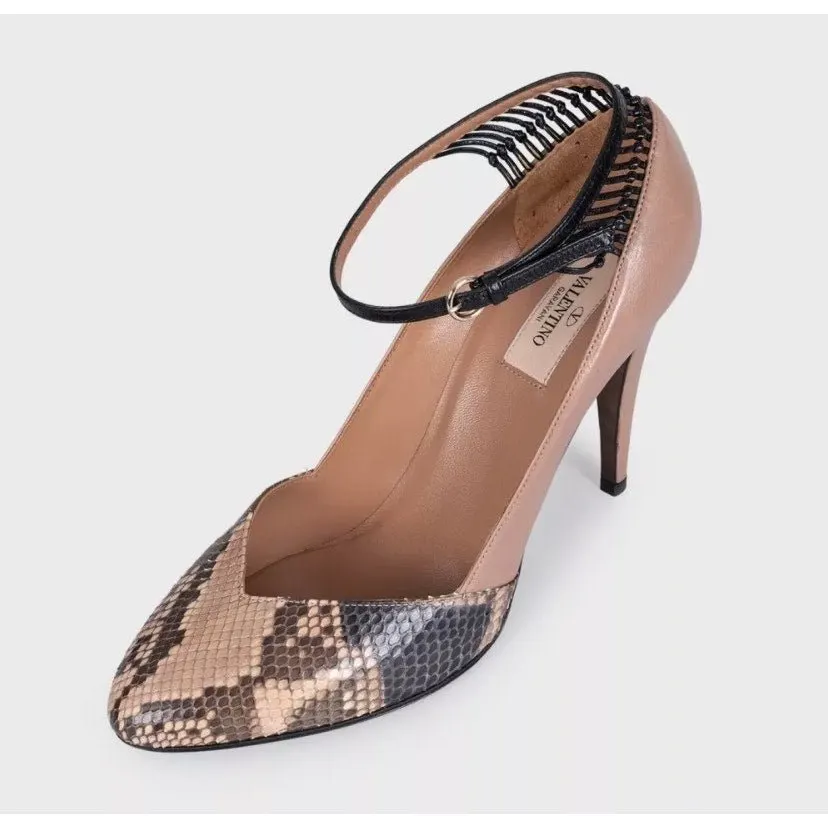 Valentino Beige Leather & Snakeskin Stiletto Pumps EU 40 Pre-owned Beige Leather Good - Inside View
