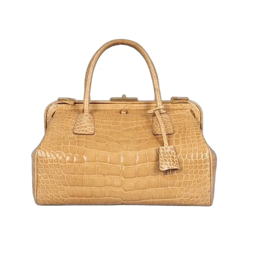Prada Beige Leather Animal Print Handbag Pre-owned