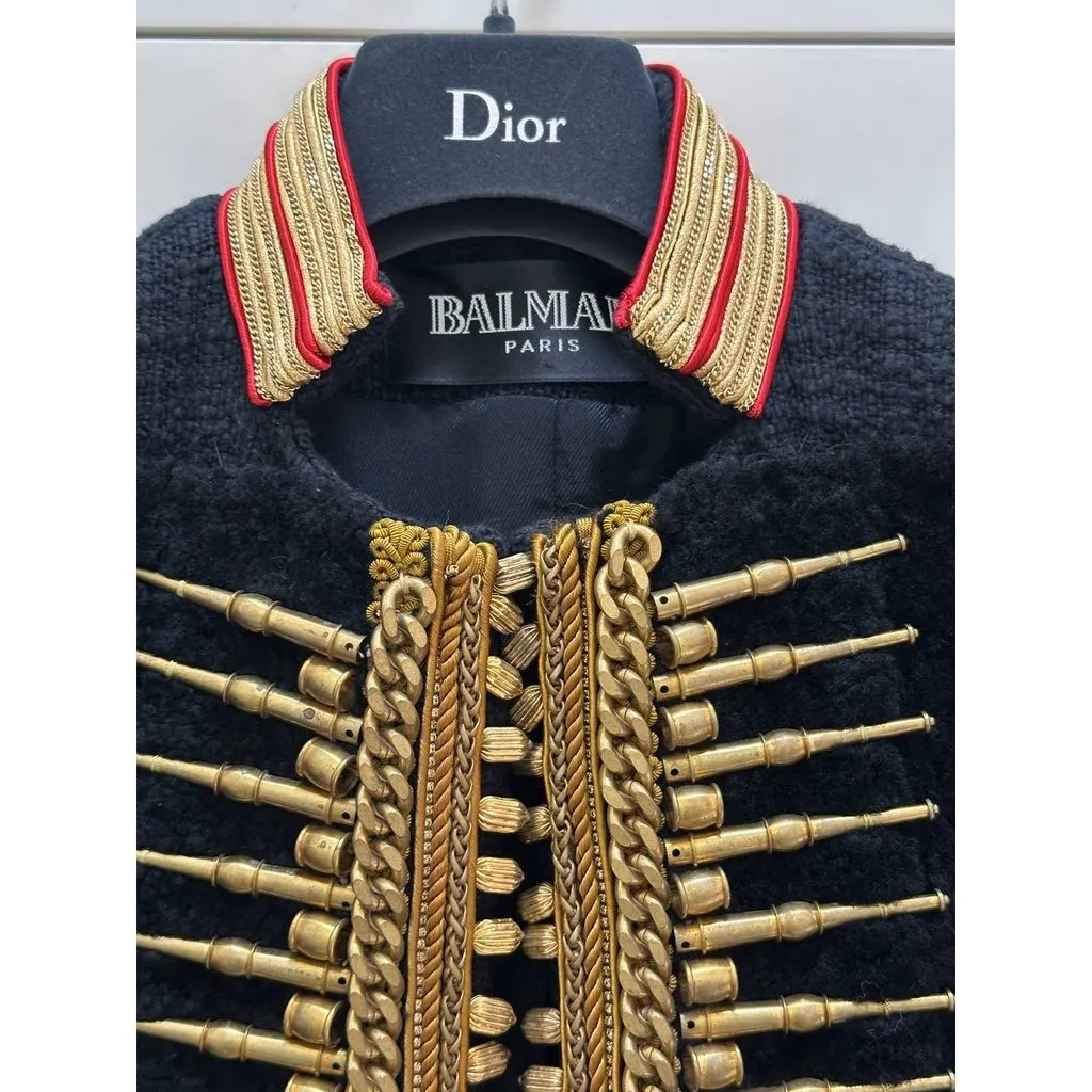 Balmain Military Jacket Sz.38 Pre-owned Black Cotton Good - Back View