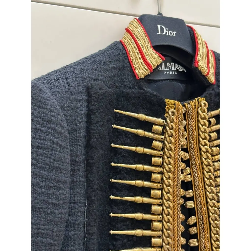 Balmain Military Jacket Sz.38 Pre-owned Black Cotton Good - Inside View