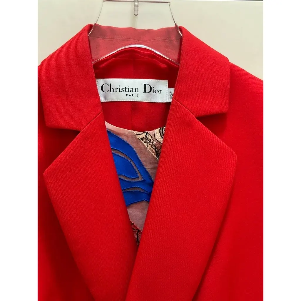 Unsigned Red Wool Two-Piece Suit Sz.38 Pre-owned Red Wool Good - Back View