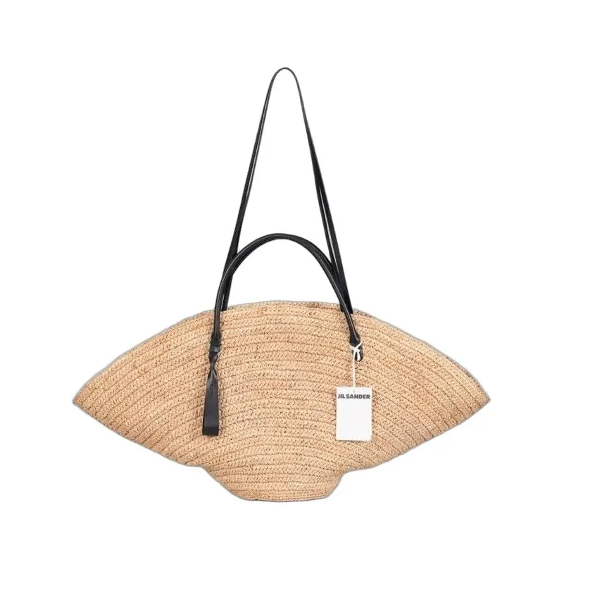 Jil Sander NWT Jil Sander Sombrero Straw & Leather Tote Bag Pre-owned