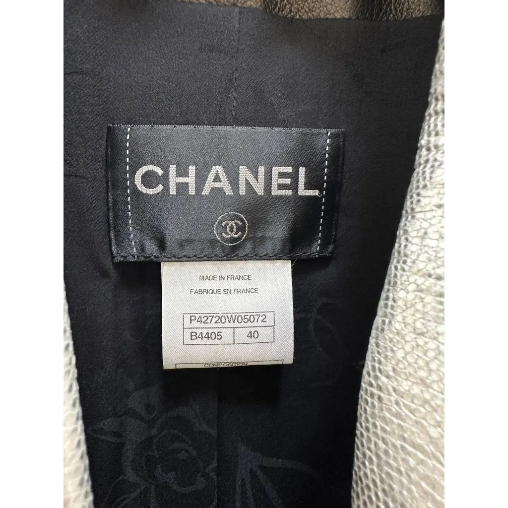 Chanel Black Lambskin Leather Two-Piece Suit Set Sz.40/36 Pre-owned Black Leather Good - Model View