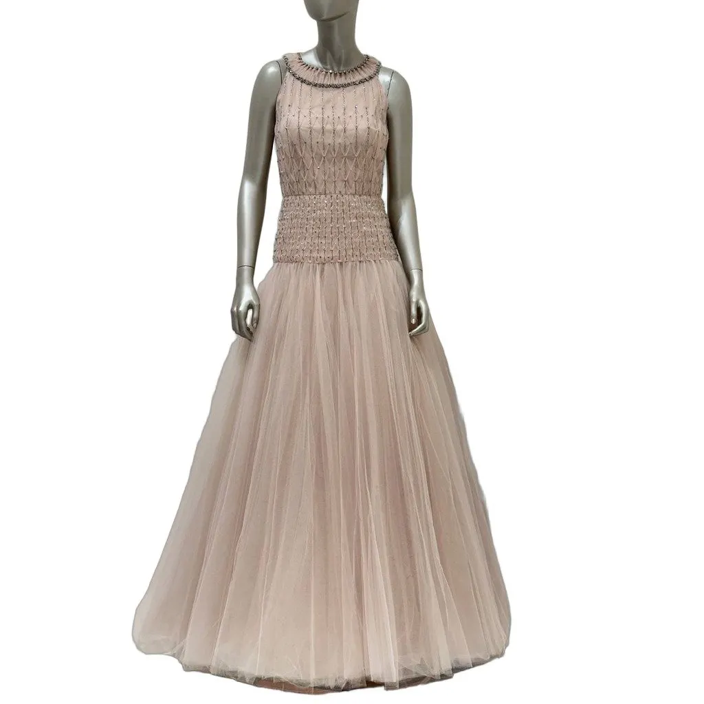 Valentino Blush Pink Embellished Tulle Gown Sz.40 Pre-owned Pink Good - Front View