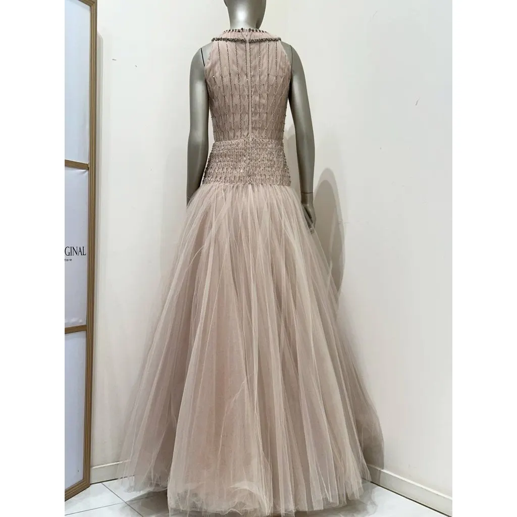Valentino Blush Pink Embellished Tulle Gown Sz.40 Pre-owned Pink Good - Inside View