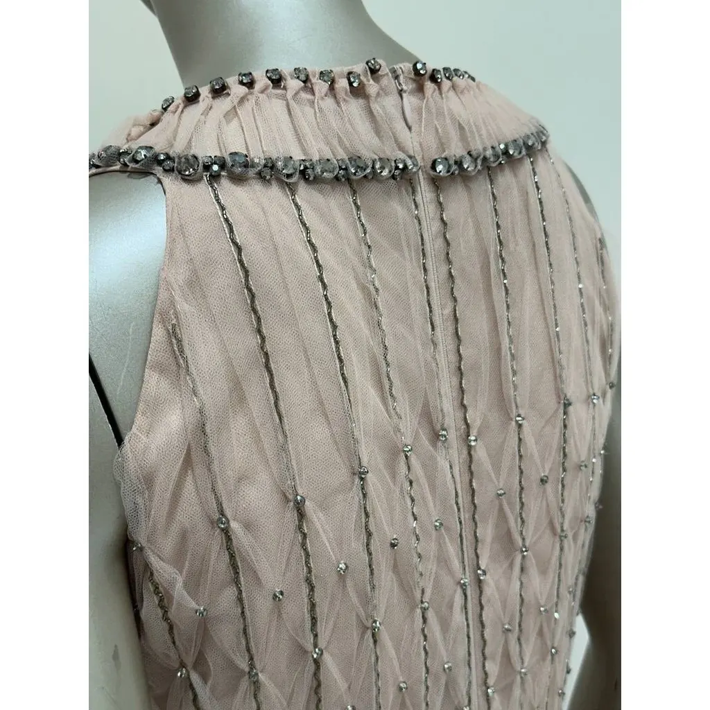 Valentino Blush Pink Embellished Tulle Gown Sz.40 Pre-owned Pink Good - Model View