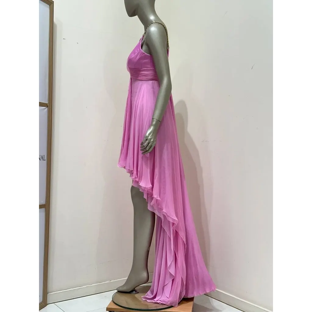 Versace Pink Runway Evening Dress IT 40 Pre-owned Pink Satin Good - Back View