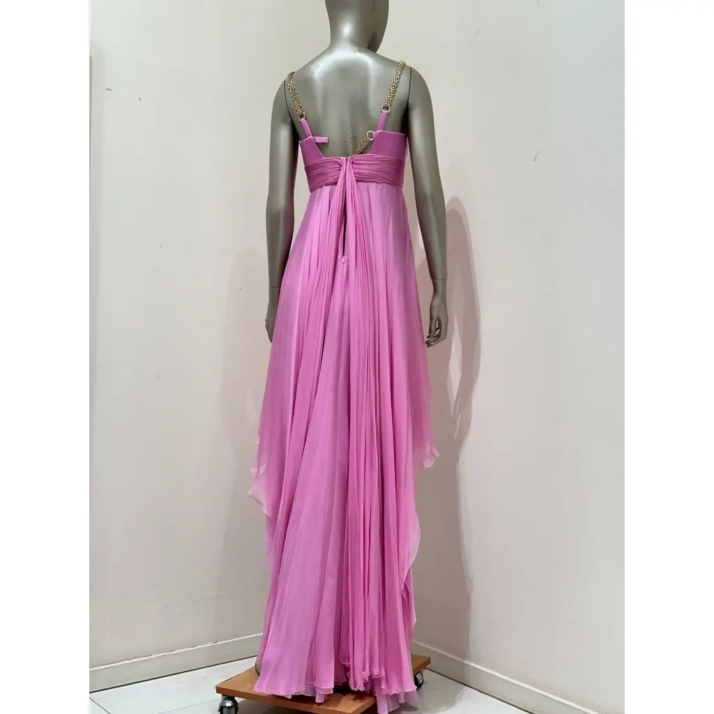 Versace Pink Runway Evening Dress IT 40 Pre-owned Pink Satin Good - Inside View