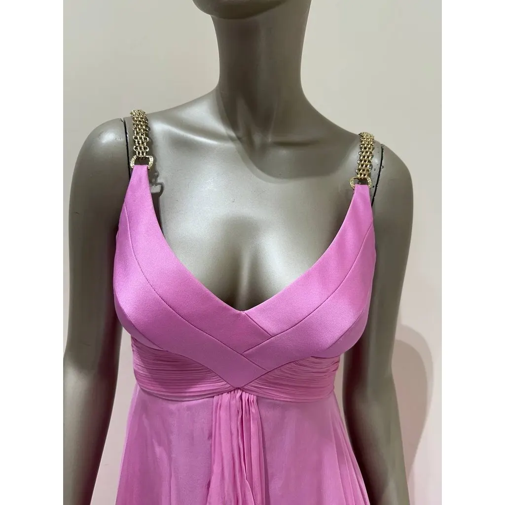 Versace Pink Runway Evening Dress IT 40 Pre-owned Pink Satin Good - Box View