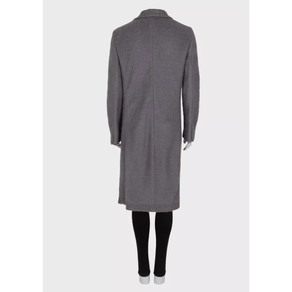 Roberto Cavalli Grey Straight-Cut Coat, Size 42 Pre-owned Grey Polyamide Good - Inside View