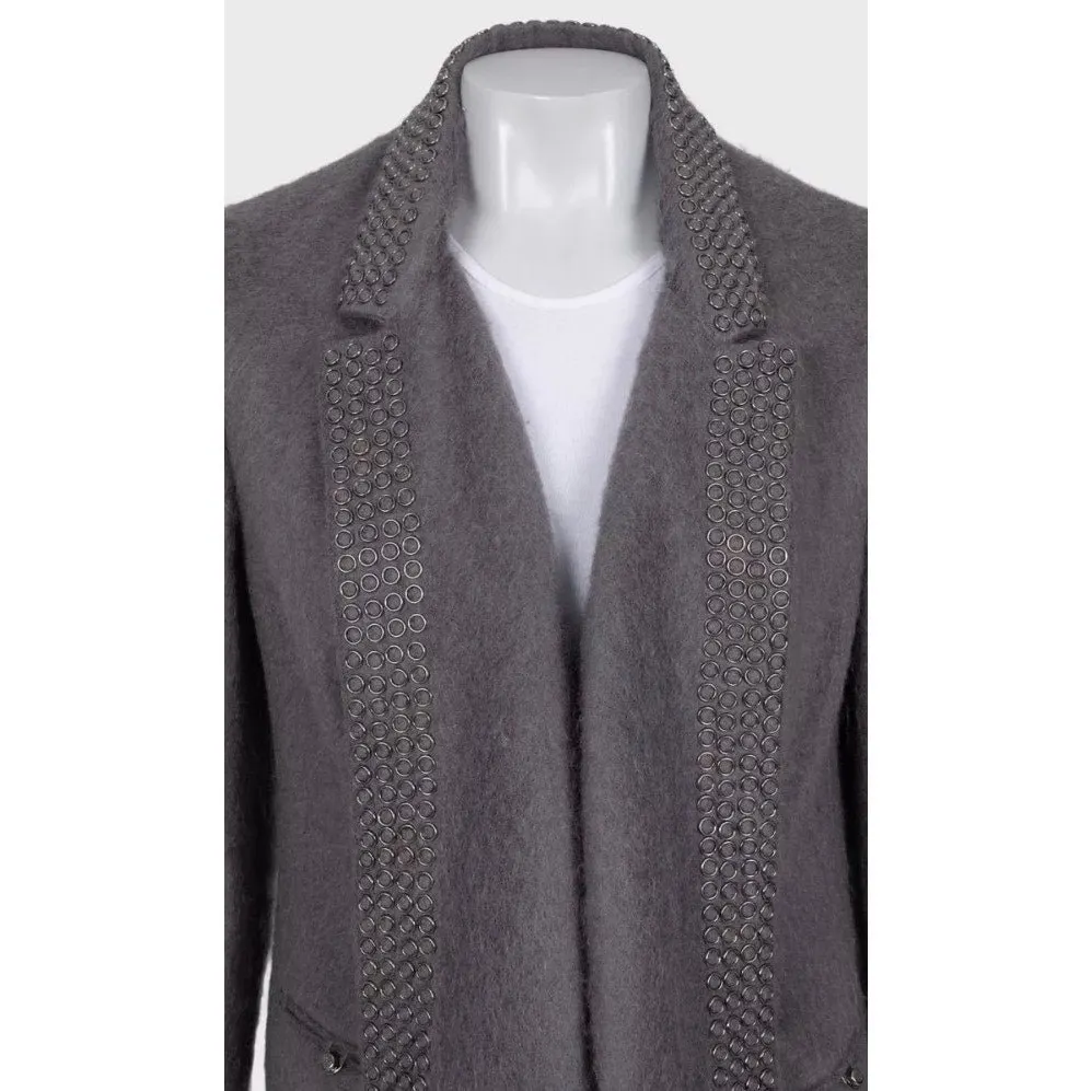 Roberto Cavalli Grey Straight-Cut Coat, Size 42 Pre-owned Grey Polyamide Good - Model View