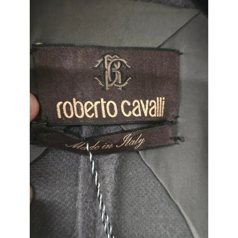 Roberto Cavalli Grey Straight-Cut Coat, Size 42 Pre-owned Grey Polyamide Good - Box View
