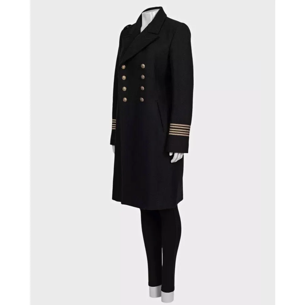 Saint Laurent Black Wool Coat Sz.40 Pre-owned Black Wool Good - Back View