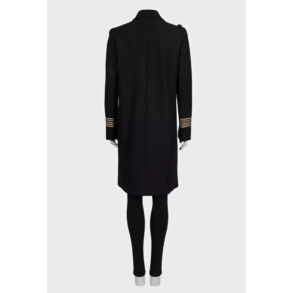 Saint Laurent Black Wool Coat Sz.40 Pre-owned Black Wool Good - Inside View
