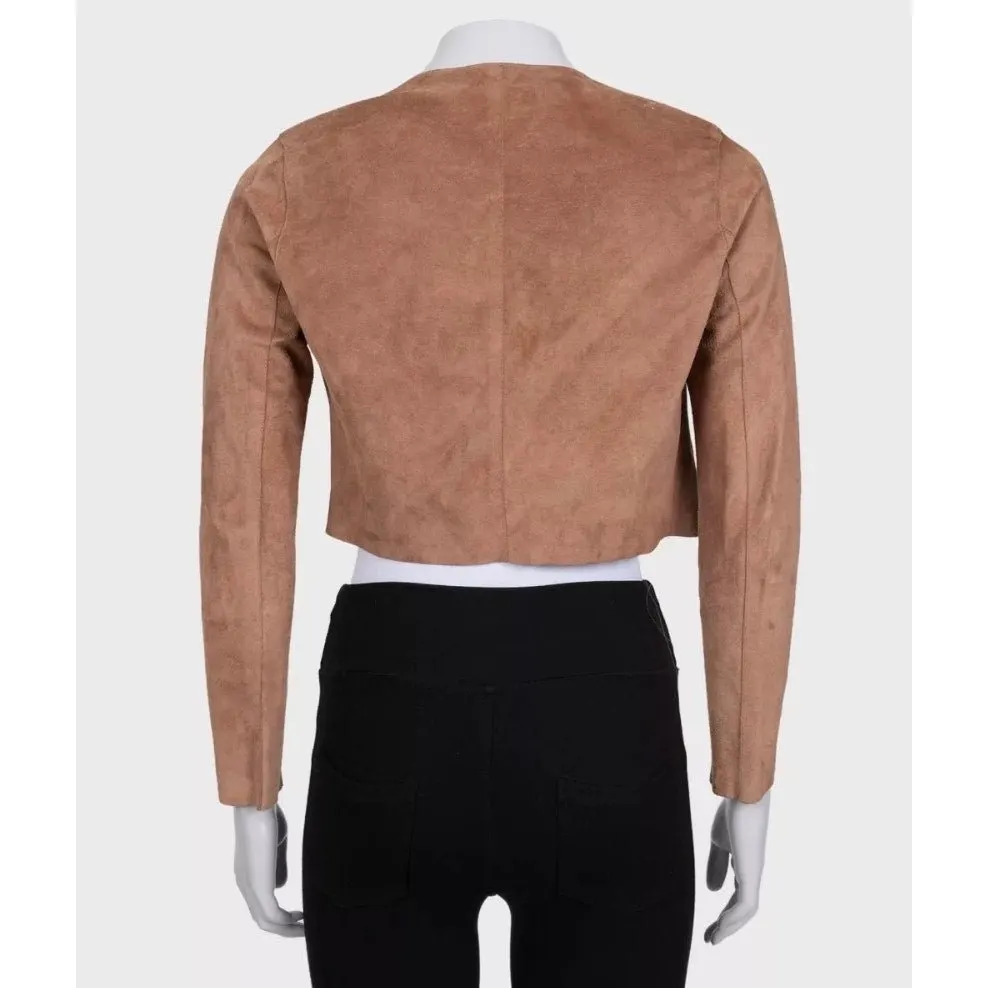 Saint Laurent Brown Suede Cropped Jacket - EU 38/M Pre-owned Brown Suede Good - Inside View