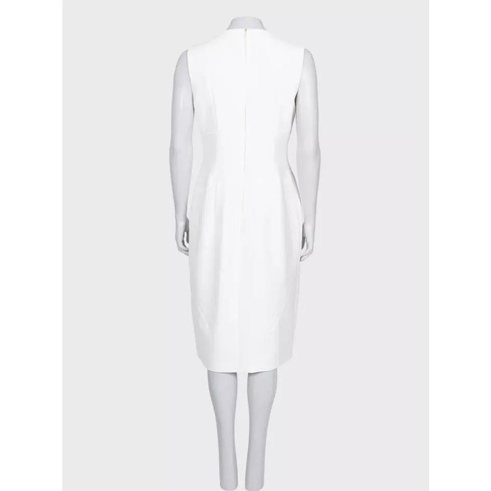 Balmain White Fitted Dress - FR 42 / XL Pre-owned White Polyester Good - Inside View