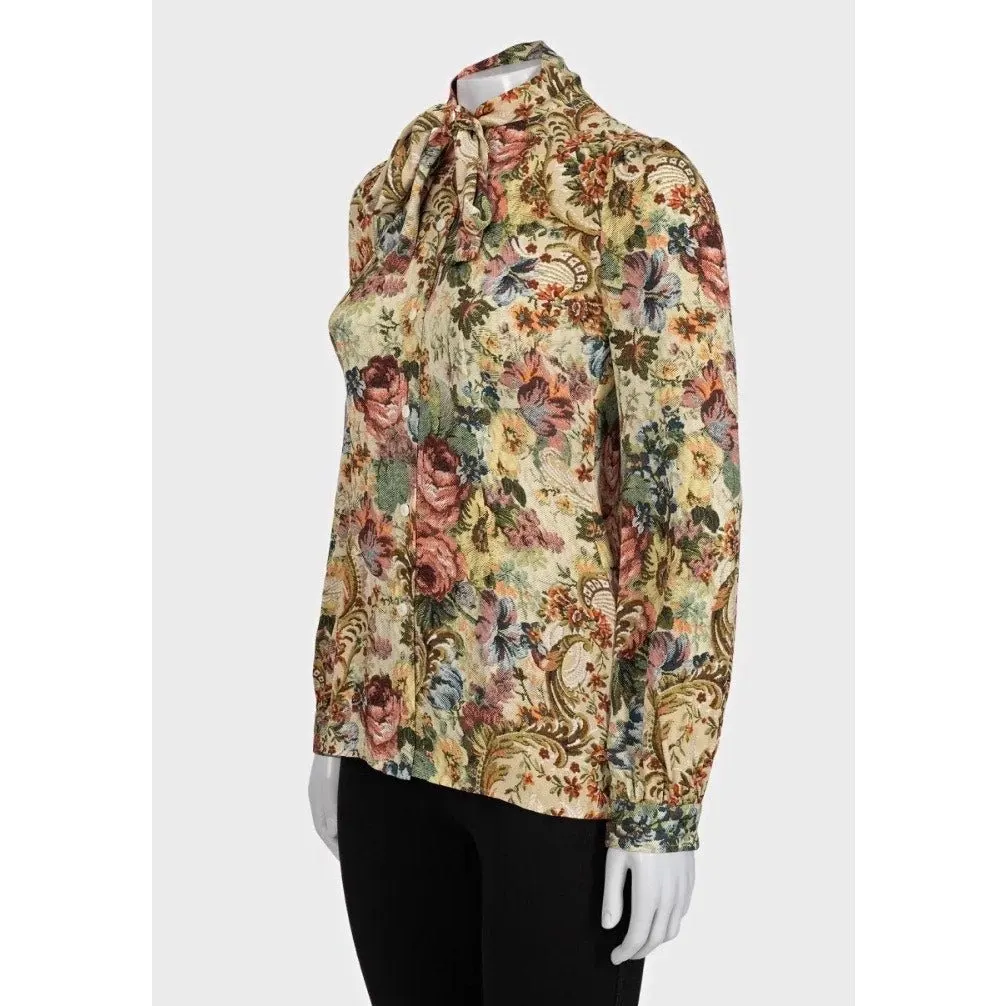 Dolce & Gabbana Floral Silk Blouse - IT 38/XS Pre-owned MultiColor Silk Good - Back View