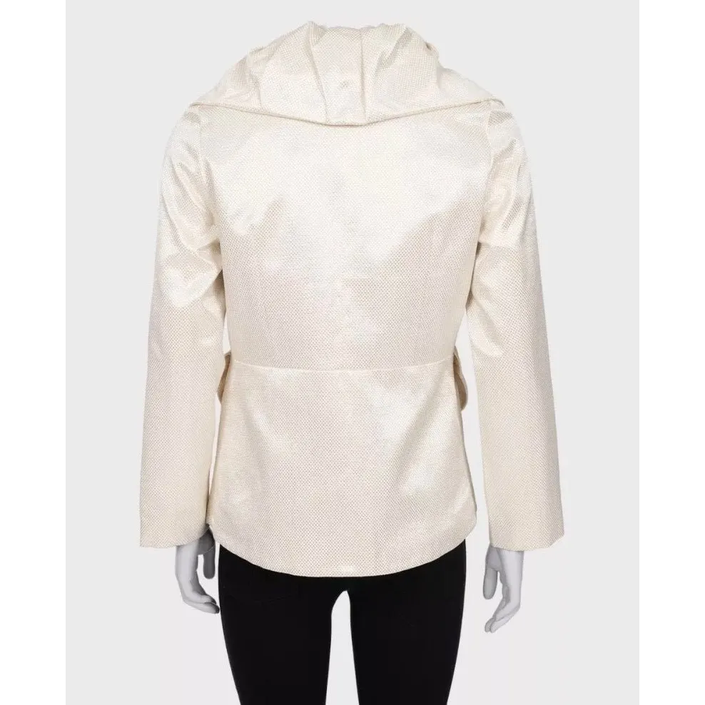 Chloé White Fitted Jacket with Voluminous Collar Sz.40 Pre-owned White Cotton Good - Inside View