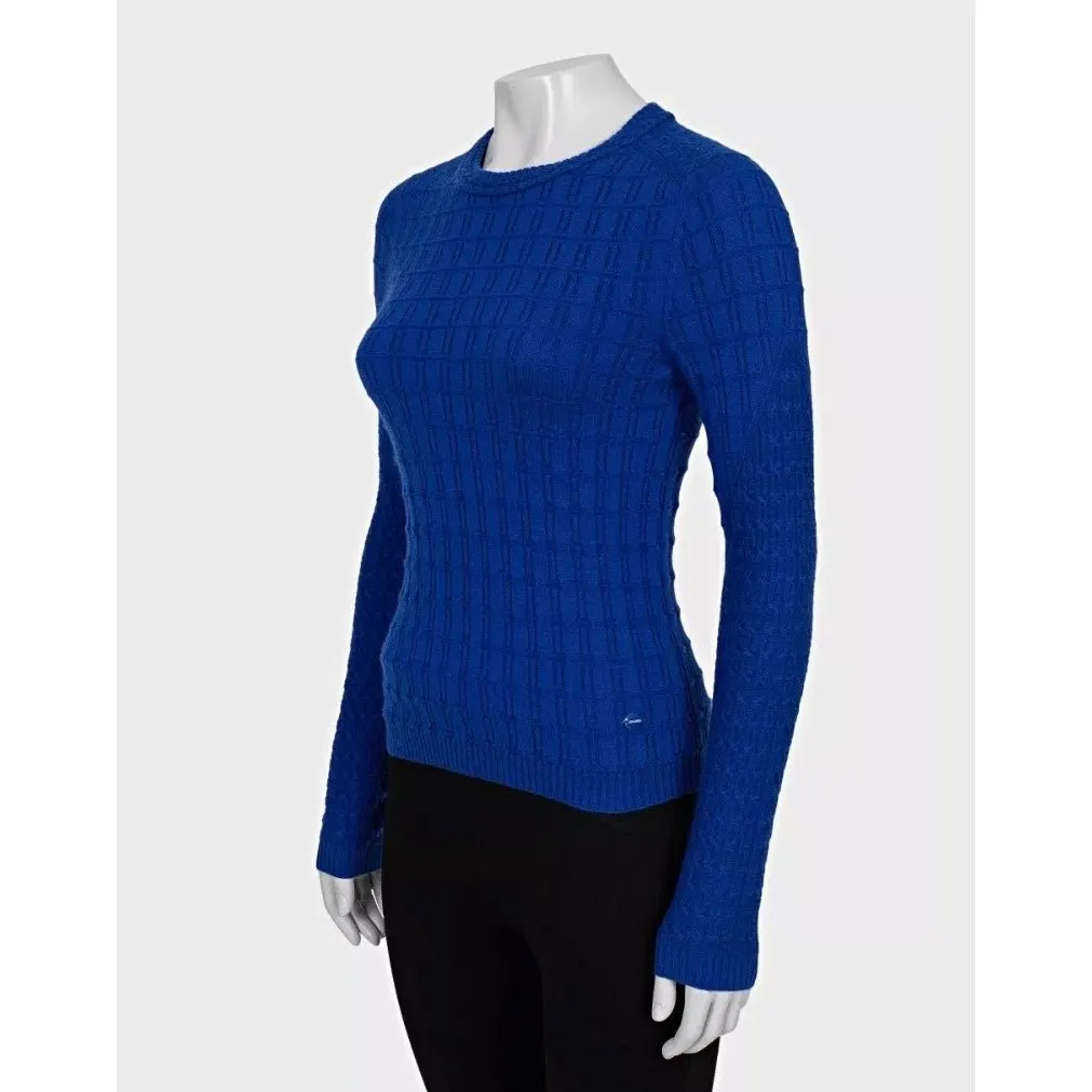 Chanel Blue Cashmere Blend Fitted Sweater Sz.34/XS Pre-owned Blue Wool Good - Back View