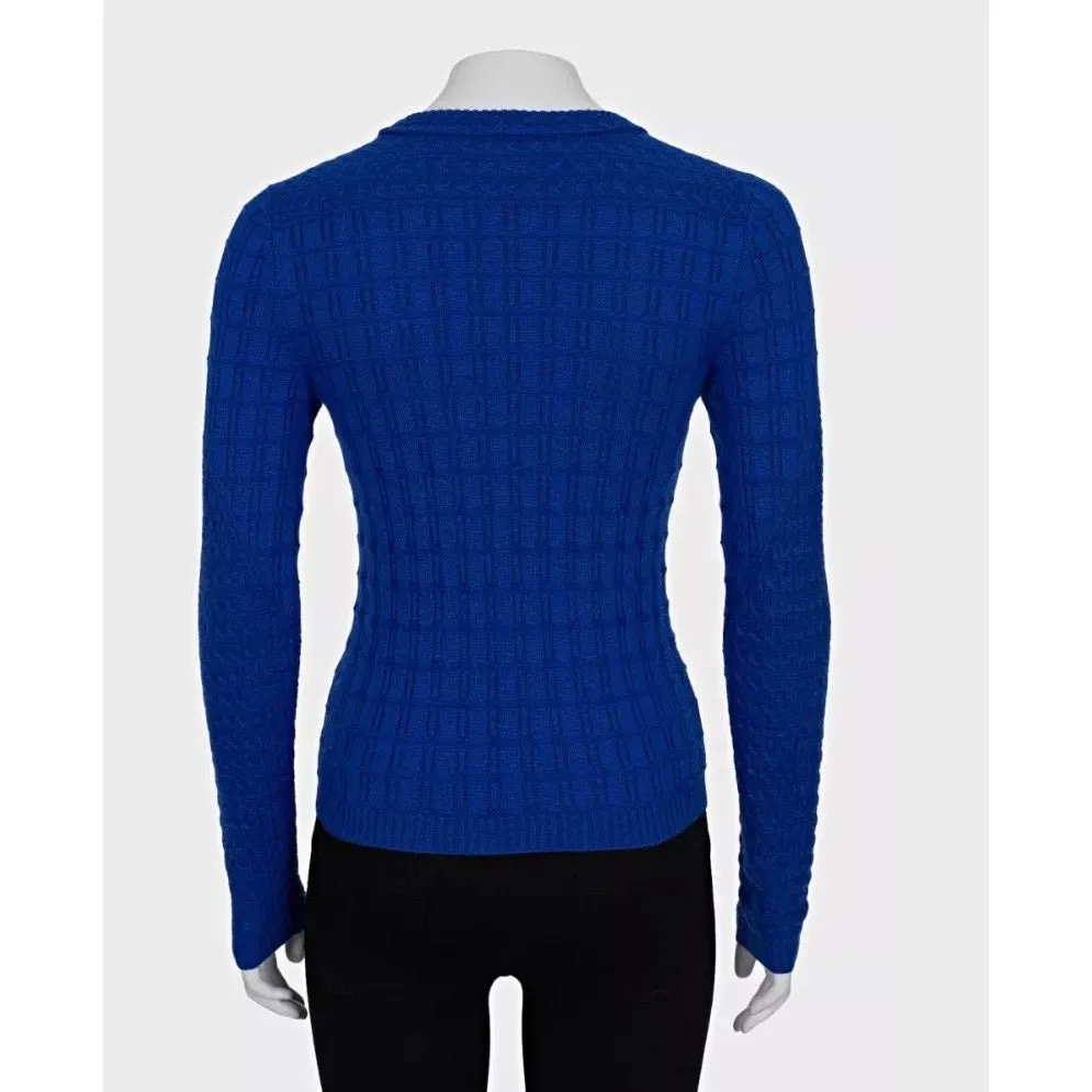 Chanel Blue Cashmere Blend Fitted Sweater Sz.34/XS Pre-owned Blue Wool Good - Inside View