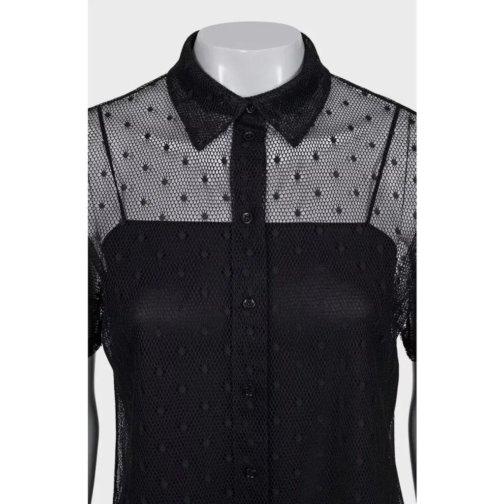 Dior Black Silk Sheer Blouse - Size S Pre-owned Black Silk Never worn - Model View