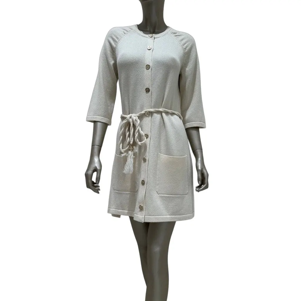 Chanel Cream Cashmere Knit Dress & Cardigan, FR 40 Pre-owned