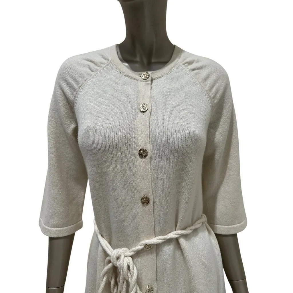 Chanel Cream Cashmere Knit Dress & Cardigan, FR 40 Pre-owned Beige Wool Good - Inside View
