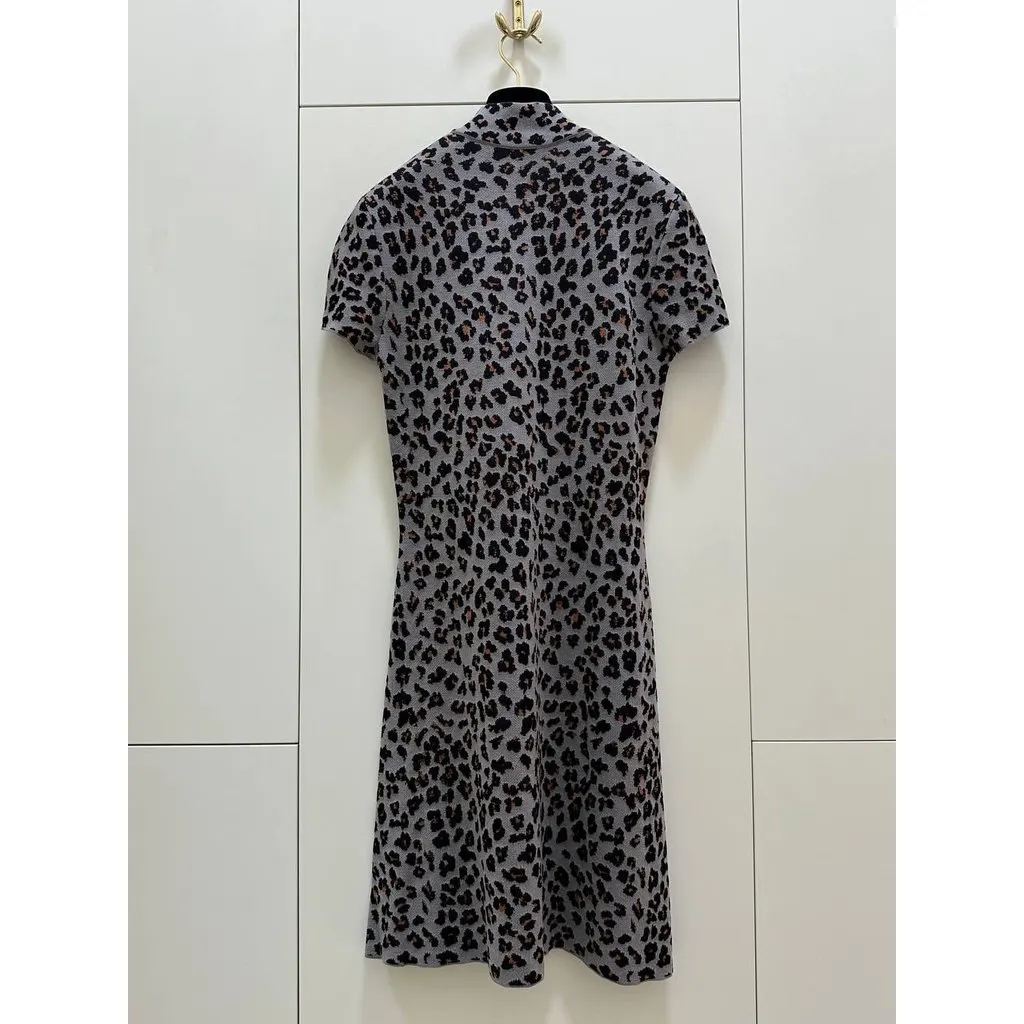 Unsigned Leopard Knit Dress - FR 38 / US 6 Pre-owned Black Wool Good - Inside View