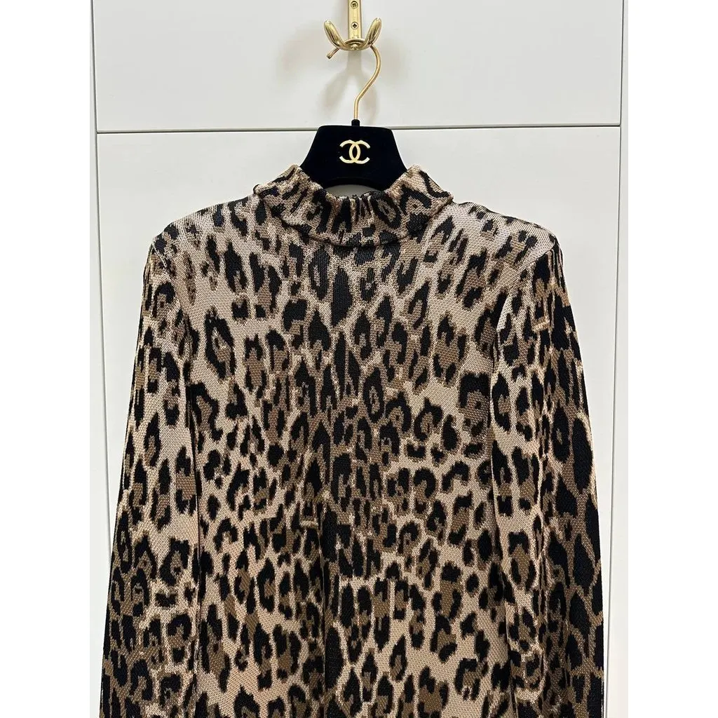 Balmain Leopard Knit Dress Sz.38 Pre-owned Black Good - Back View
