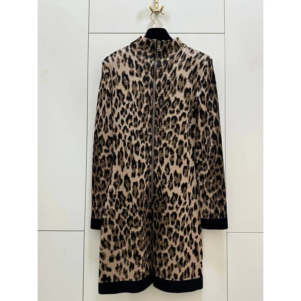 Balmain Leopard Knit Dress Sz.38 Pre-owned Black Good - Inside View
