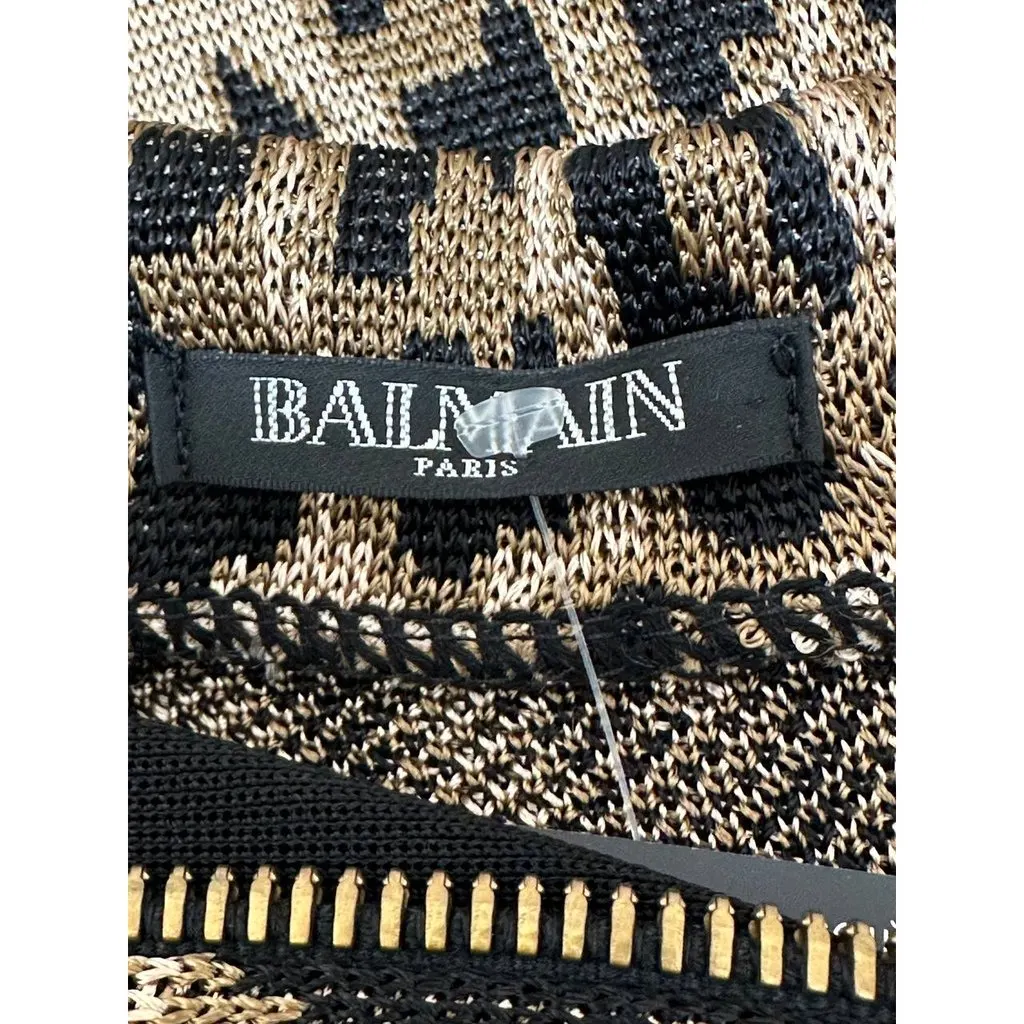 Balmain Leopard Knit Dress Sz.38 Pre-owned Black Good - Box View