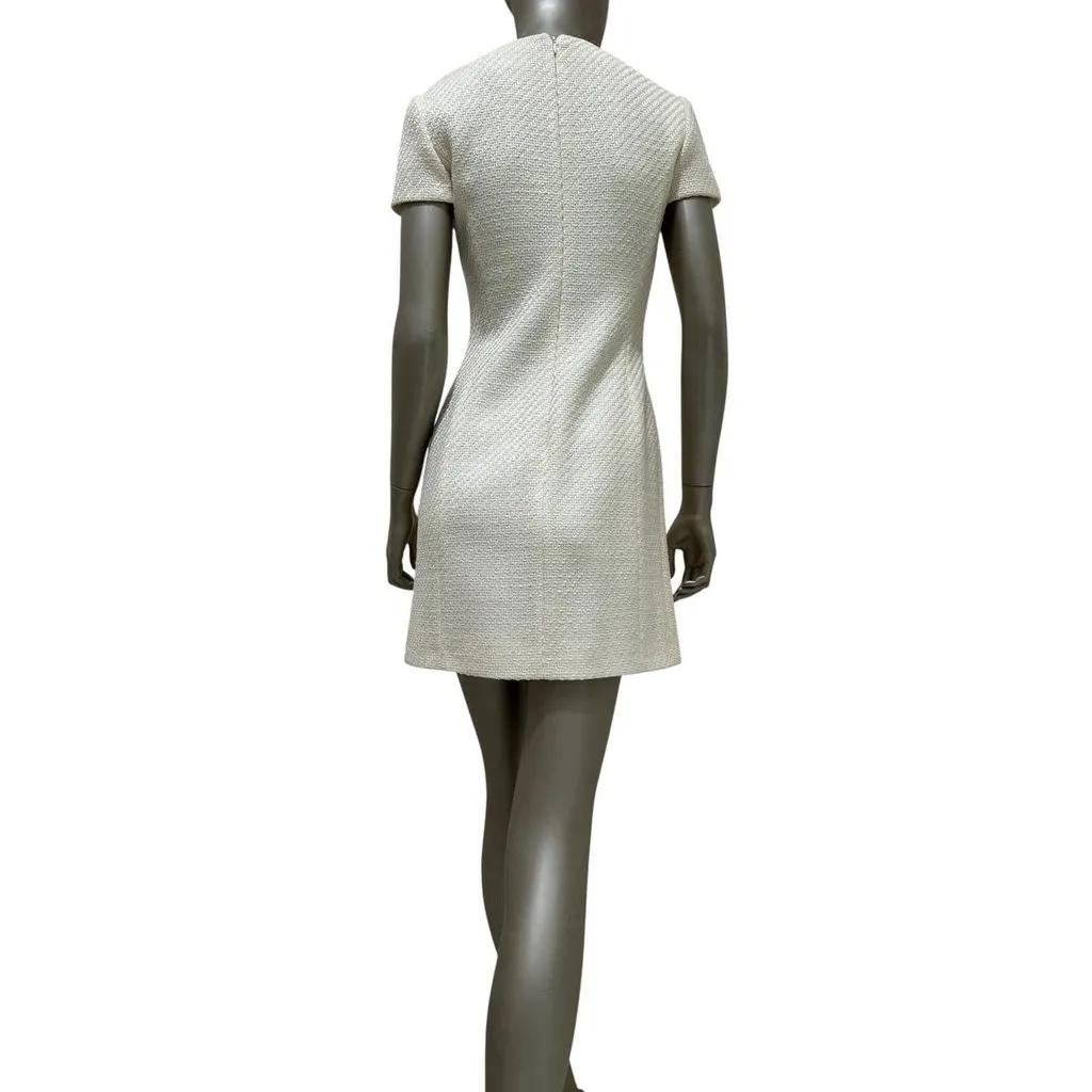 Unsigned Christian Dior Ivory Wool Mini Dress Sz.38 Pre-owned White Wool Good - Back View
